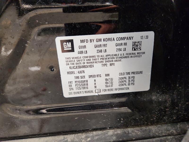 2021 Buick Encore მანქანა იყიდება აუქციონზე, vin: KL4CJESB4MB341024, აუქციონის ნომერი: 58622676