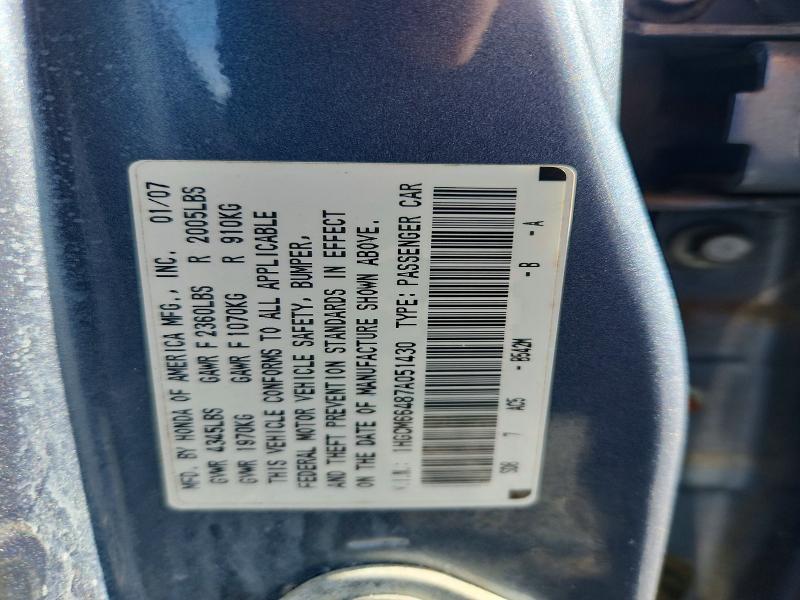 Продаж на аукціоні авто 2007 Honda Accord, vin: 1HGCM66487A051430, номер лоту: 56072746