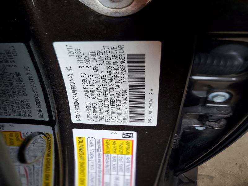 Aukcja sprzedaży 2018 Honda Accord, vin: 1HGCV1F14JA075141, numer aukcji: 56828066
