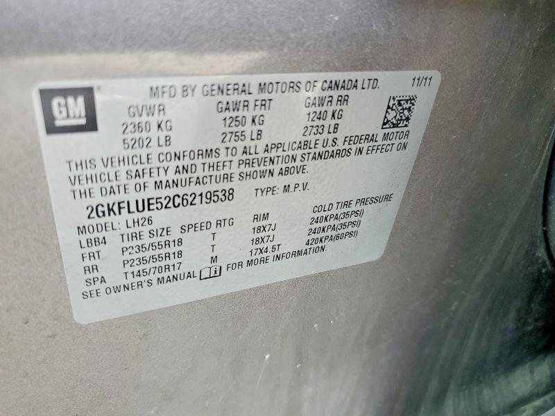Продажа на аукционе авто 2012 Gmc Terrain, vin: 2GKFLUE52C6219538, номер лота: 56597426