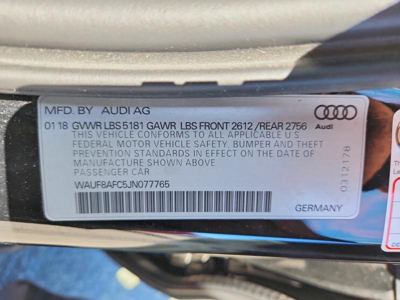 55361646 :رقم المزاد ، WAUF8AFC5JN077765 vin ، 2018 Audi A6 مزاد بيع