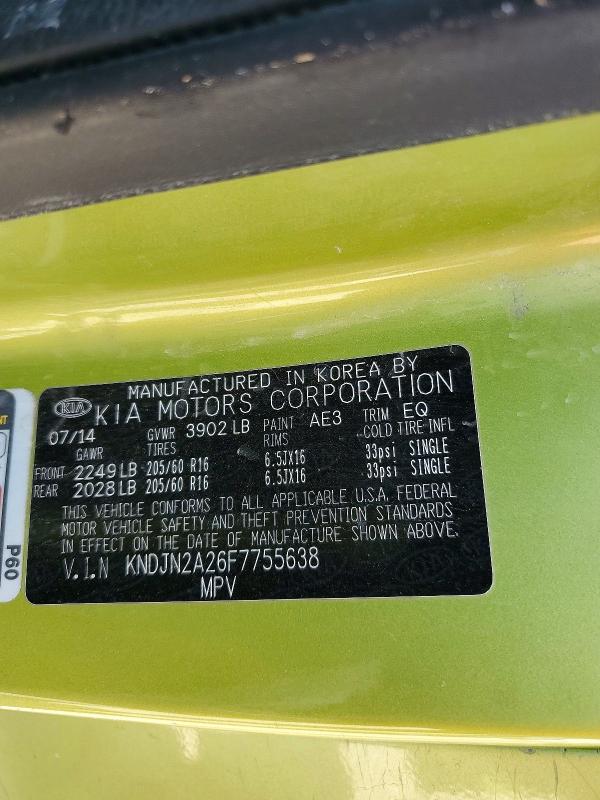 2015 Kia Soul მანქანა იყიდება აუქციონზე, vin: KNDJN2A26F7755638, აუქციონის ნომერი: 56828536