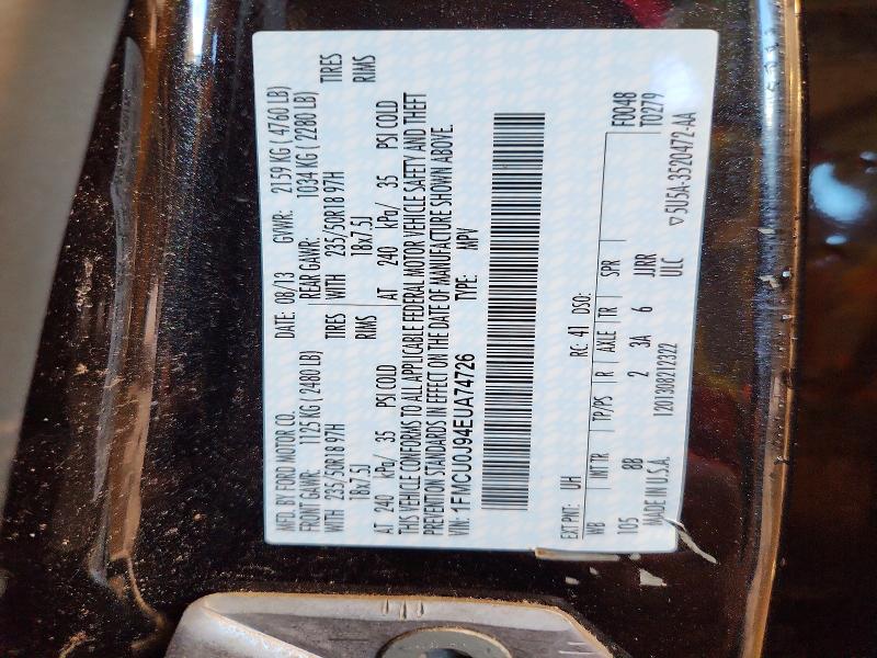 57670306 :رقم المزاد ، 1FMCU0J94EUA74726 vin ، 2014 Ford Escape مزاد بيع