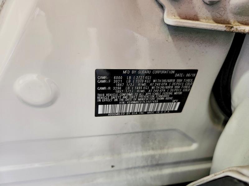 Aukcja sprzedaży 2019 Subaru Ascent, vin: 4S4WMAFD7K3407499, numer aukcji: 57712366
