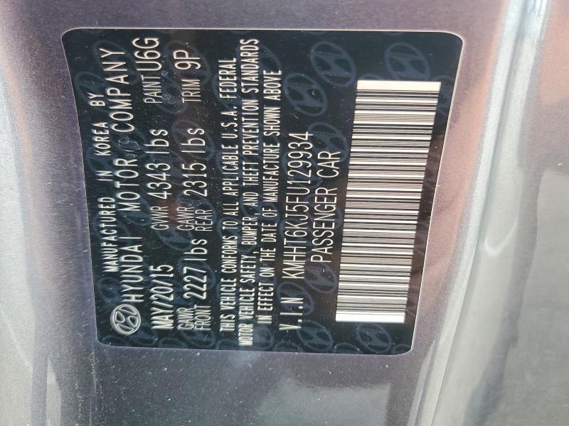 2015 Hyundai Genesis Coupe მანქანა იყიდება აუქციონზე, vin: KMHHT6KJ5FU129934, აუქციონის ნომერი: 85994405