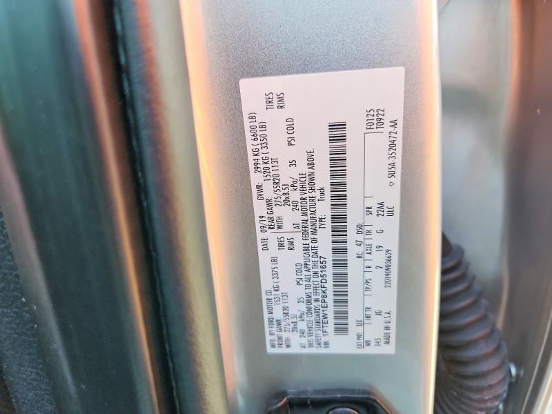 58811756 :رقم المزاد ، 1FTEW1EP8KFD51657 vin ، 2019 Ford F150 مزاد بيع