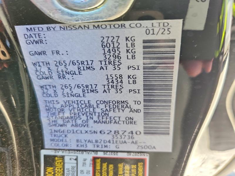 Aukcja sprzedaży 2025 Nissan Frontier, vin: 1N6ED1CLXSN628740, numer aukcji: 56065966