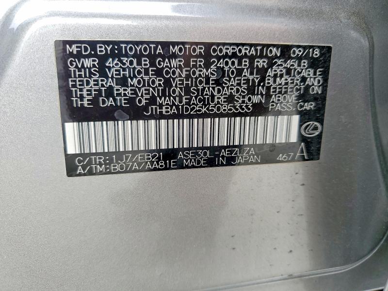 Aukcja sprzedaży 2019 Lexus Is, vin: JTHBA1D25K5085333, numer aukcji: 56525236