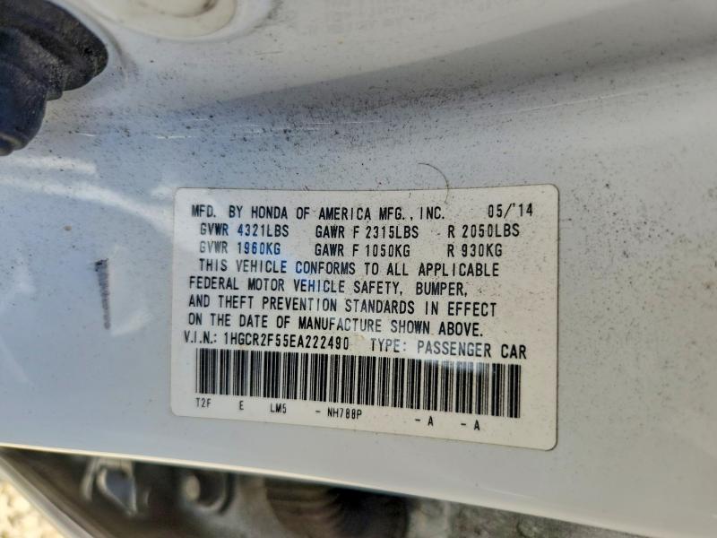 58606986 :رقم المزاد ، 1HGCR2F55EA222490 vin ، 2014 Honda Accord مزاد بيع