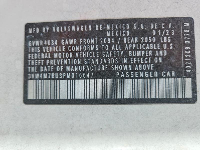 56869486 :رقم المزاد ، 3VW4M7BU3PM016647 vin ، 2023 Volkswagen Jetta مزاد بيع