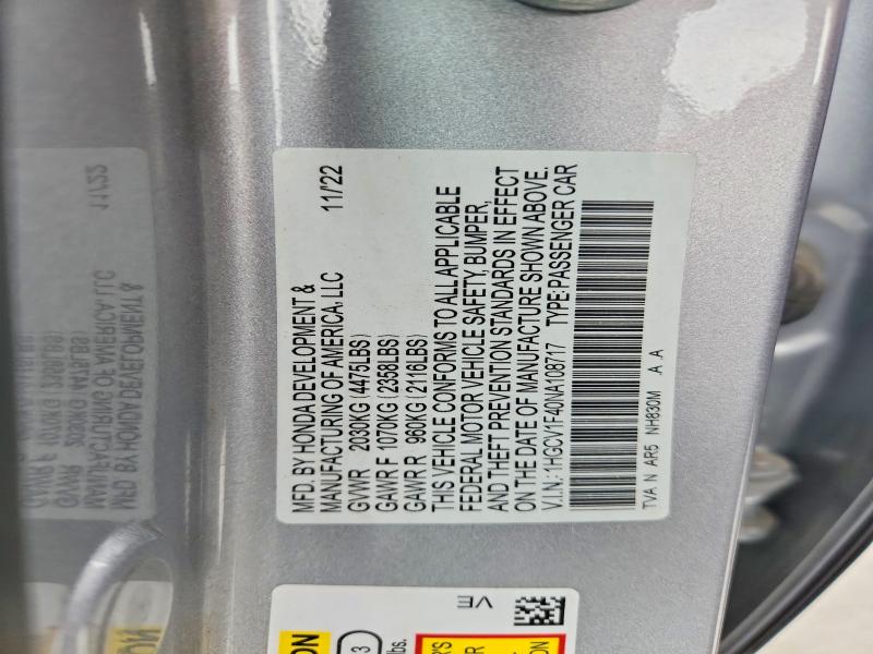 Aukcja sprzedaży 2022 Honda Accord, vin: 1HGCV1F40NA108717, numer aukcji: 54841716