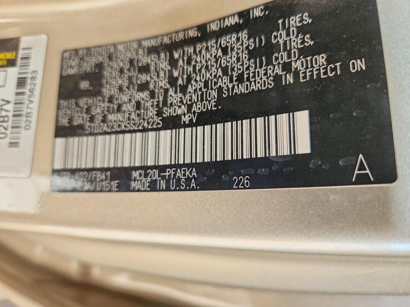 56369546 :رقم المزاد ، 5TDZA23CX5S224225 vin ، 2005 Toyota Sienna مزاد بيع
