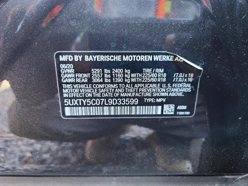 55581116 :رقم المزاد ، 5UXTY5C07L9D33599 vin ، 2020 Bmw X3 مزاد بيع