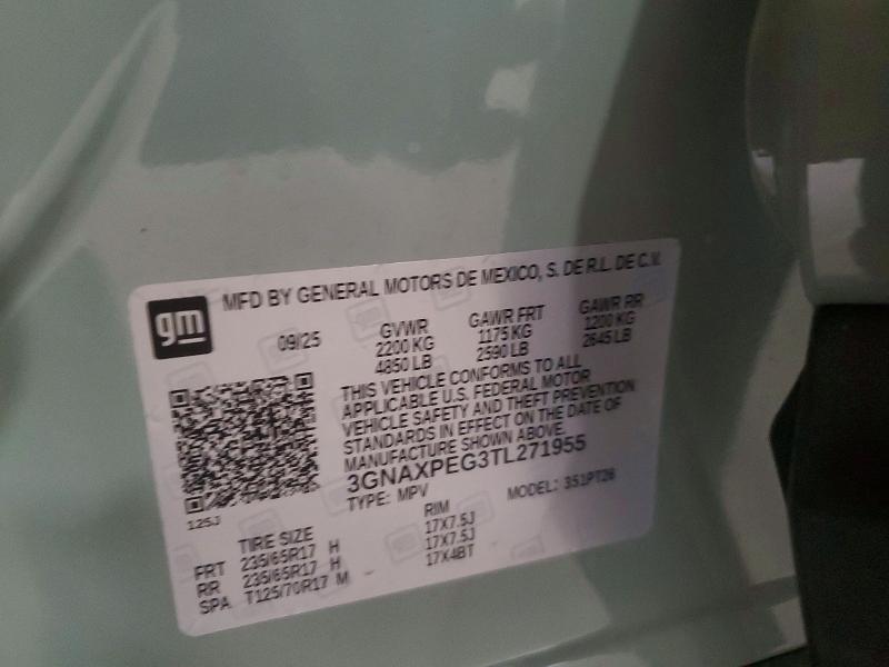 2026 Chevrolet Equinox მანქანა იყიდება აუქციონზე, vin: 3GNAXPEG3TL271955, აუქციონის ნომერი: 57856626