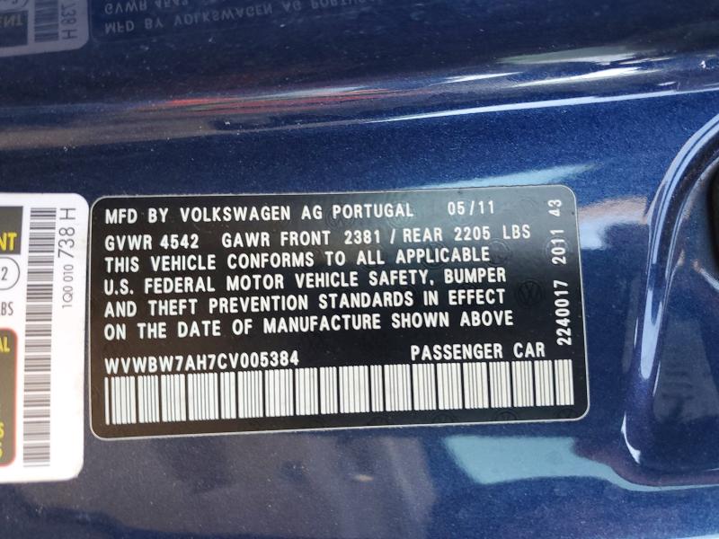 Продажа на аукционе авто 2012 Volkswagen Eos, vin: WVWBW7AH7CV005384, номер лота: 58320606