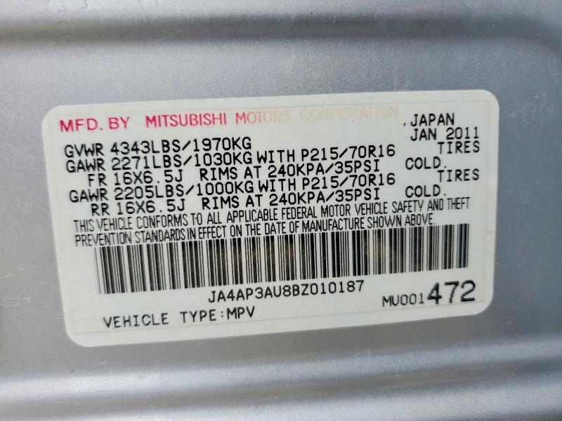 Aukcja sprzedaży 2011 Mitsubishi Outlander Sport, vin: JA4AP3AU8BZ010187, numer aukcji: 58530826