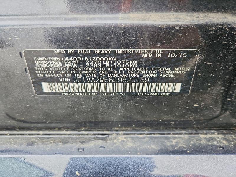 2016 Subaru Wrx მანქანა იყიდება აუქციონზე, vin: JF1VA2M66G9820169, აუქციონის ნომერი: 57532376