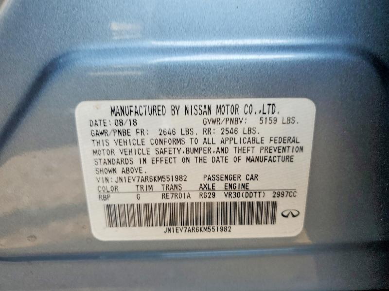 Aukcja sprzedaży 2019 Infiniti Q50, vin: JN1EV7AR6KM551982, numer aukcji: 58894756