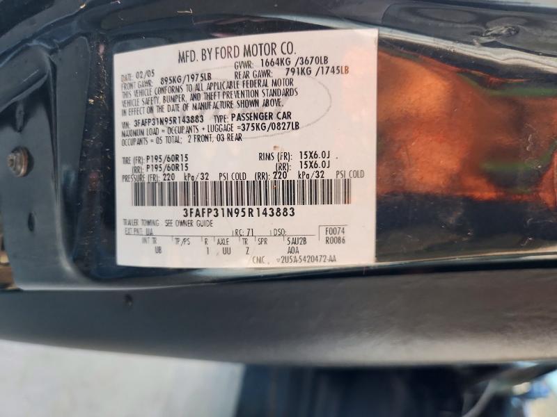 57092316 :رقم المزاد ، 3FAFP31N95R143883 vin ، 2005 Ford Focus مزاد بيع