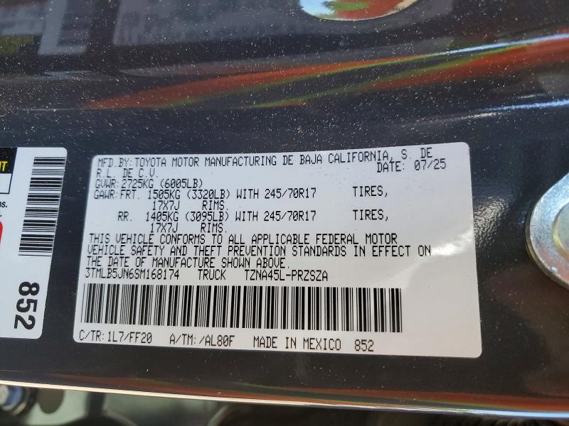 Продажа на аукционе авто 2025 Toyota Tacoma, vin: 3TMLB5JN6SM168174, номер лота: 57762666