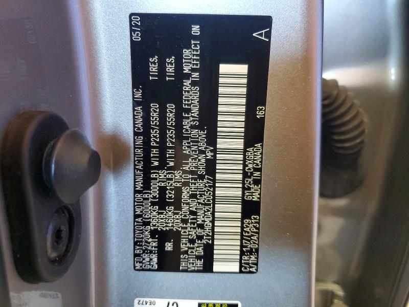 2020 Lexus Rx მანქანა იყიდება აუქციონზე, vin: 2T2HGMDA2LC052177, აუქციონის ნომერი: 58553076