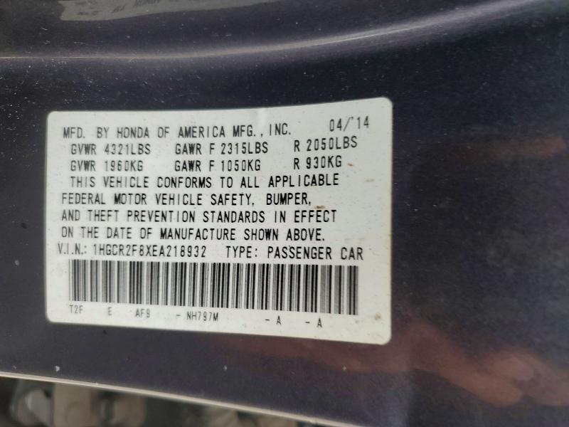 Продажа на аукционе авто 2014 Honda Accord, vin: 1HGCR2F8XEA218932, номер лота: 57624266