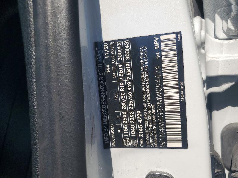 2021 Mercedes-benz Glb მანქანა იყიდება აუქციონზე, vin: W1N4M4GB7MW094474, აუქციონის ნომერი: 55040426