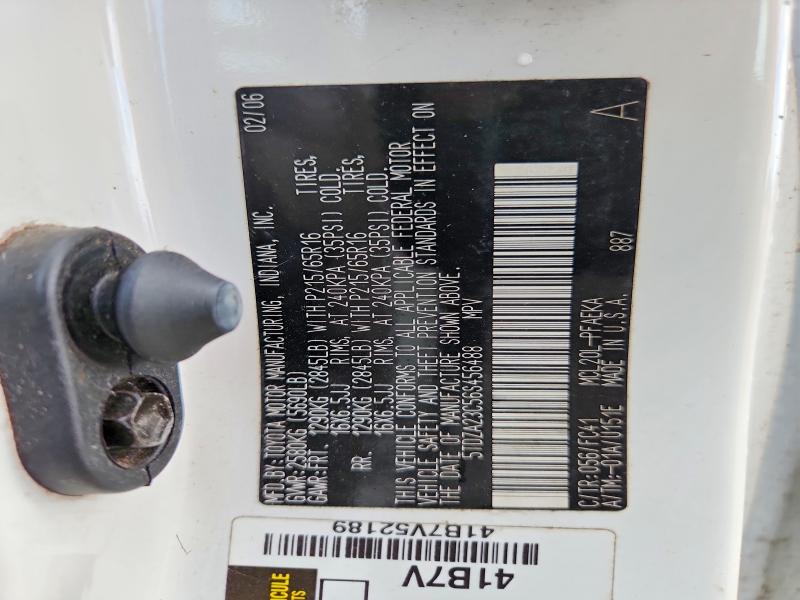 2006 Toyota Sienna მანქანა იყიდება აუქციონზე, vin: 5TDZA23C56S456488, აუქციონის ნომერი: 57271716