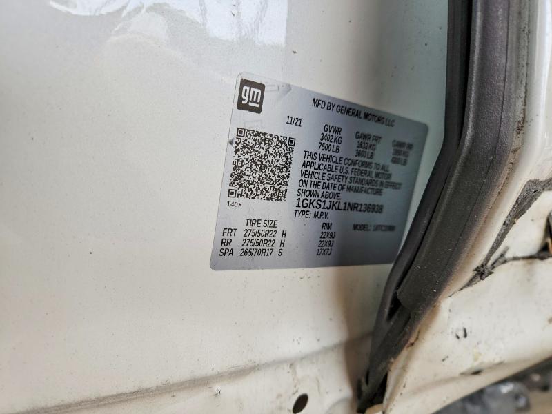 Продажа на аукционе авто 2022 Gmc Yukon Xl, vin: 1GKS1JKL1NR136938, номер лота: 56479276