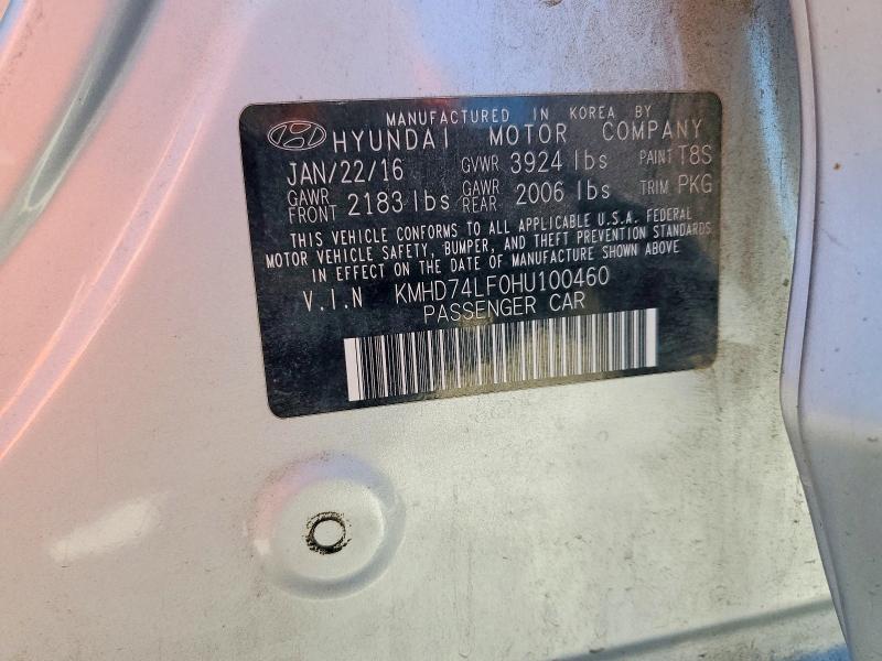 Aukcja sprzedaży 2017 Hyundai Elantra, vin: KMHD74LF0HU100460, numer aukcji: 56087166