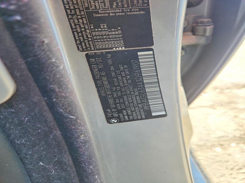 56096846 :رقم المزاد ، WBAGL63443DP61907 vin ، 2003 Bmw 745 مزاد بيع