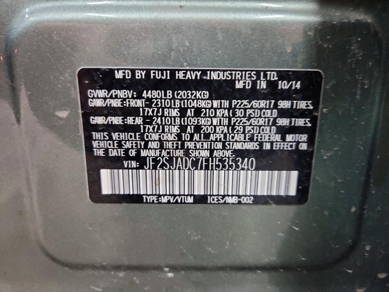 Aukcja sprzedaży 2015 Subaru Forester, vin: JF2SJADC7FH535340, numer aukcji: 55905426