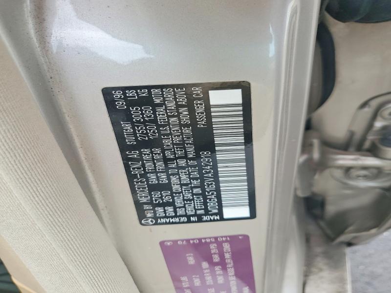 58780836 :رقم المزاد ، WDBGA51G3VA342918 vin ، 1997 Mercedes-benz S مزاد بيع