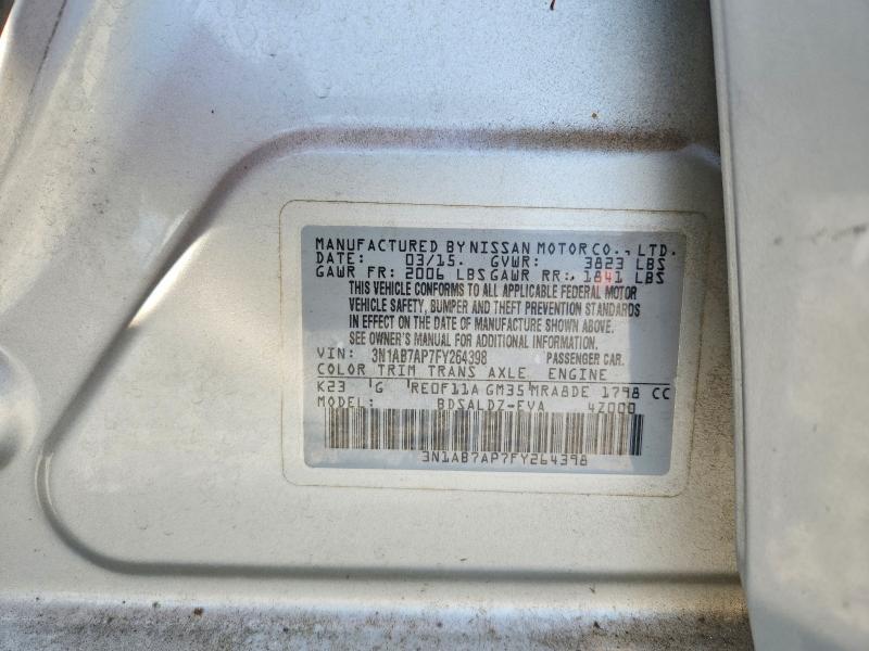 59029686 :رقم المزاد ، 3N1AB7AP7FY264398 vin ، 2015 Nissan Sentra مزاد بيع