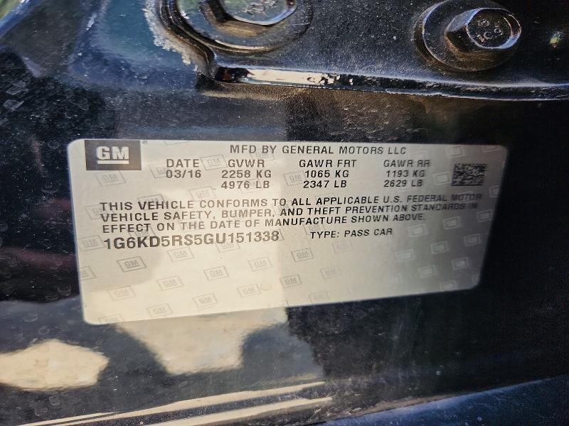 Auction sale of the 2016 Cadillac Ct6, vin: 1G6KD5RS5GU151338, lot number: 57649816