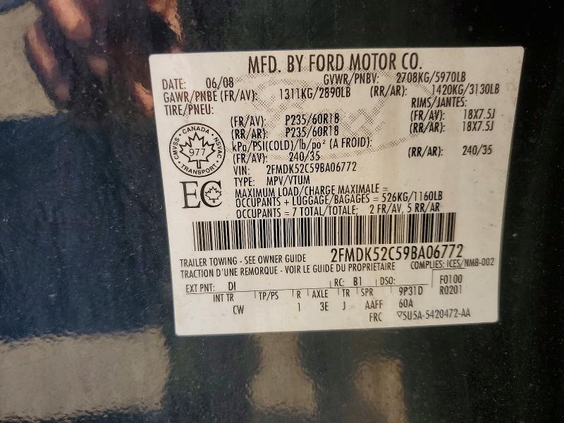 Aukcja sprzedaży 2009 Ford Flex, vin: 2FMDK52C59BA06772, numer aukcji: 54192596