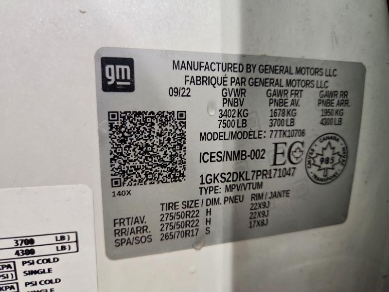 Продаж на аукціоні авто 2023 Gmc Yukon, vin: 1GKS2DKL7PR171047, номер лоту: 57709766