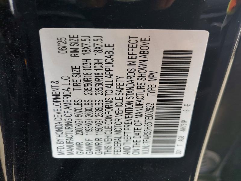 Aukcja sprzedaży 2026 Honda Cr-v, vin: 7FARS5H85TE002622, numer aukcji: 58092636