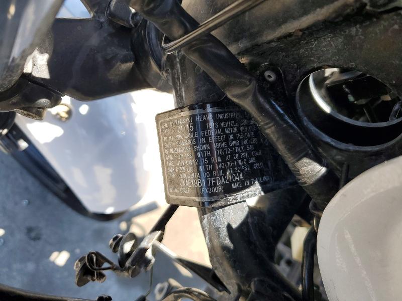 57537976 :رقم المزاد ، JKAEX8B17FDA21044 vin ، 2015 Kawasaki Ex300 مزاد بيع
