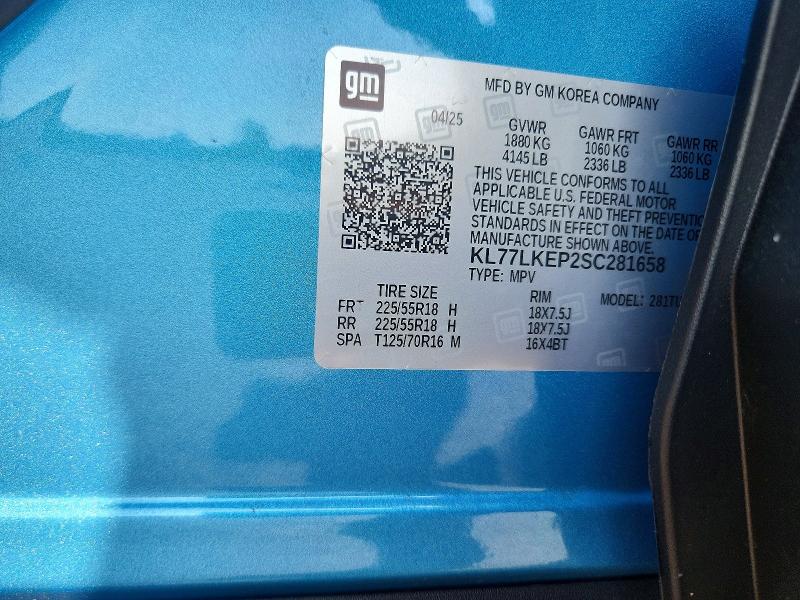 Auction sale of the 2025 Chevrolet Trax, vin: KL77LKEP2SC281658, lot number: 56056026