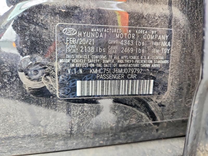 Продажа на аукционе авто 2021 Hyundai Ioniq, vin: KMHC75LJ6MU079792, номер лота: 56515676