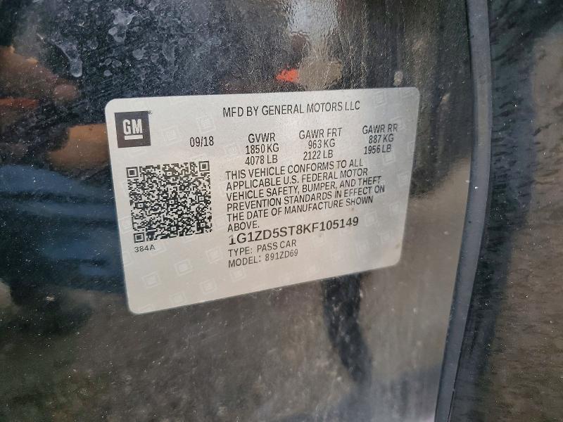 Продаж на аукціоні авто 2019 Chevrolet Malibu, vin: 1G1ZD5ST8KF105149, номер лоту: 57428526