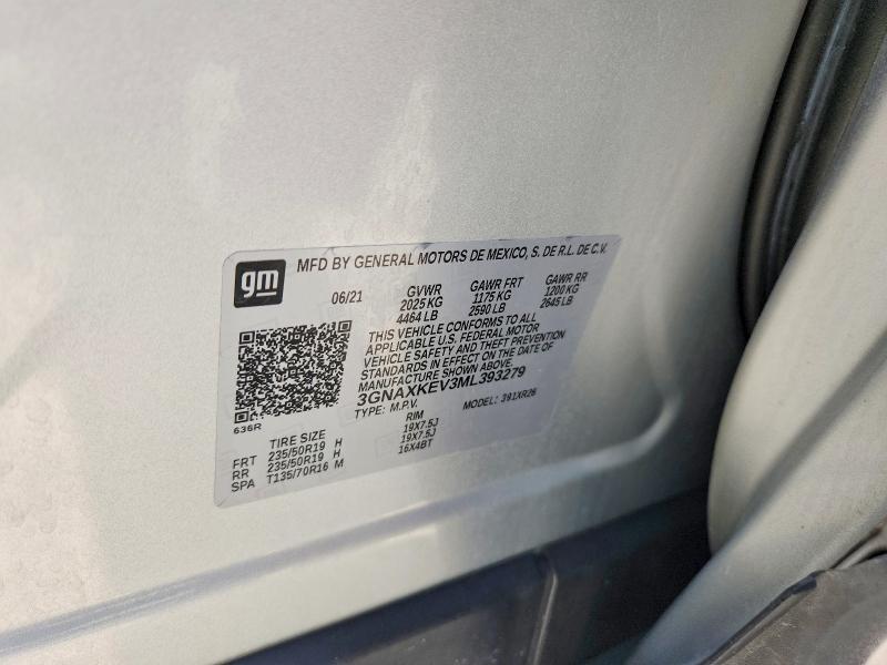 Aukcja sprzedaży 2021 Chevrolet Equinox, vin: 3GNAXKEV3ML393279, numer aukcji: 58885256