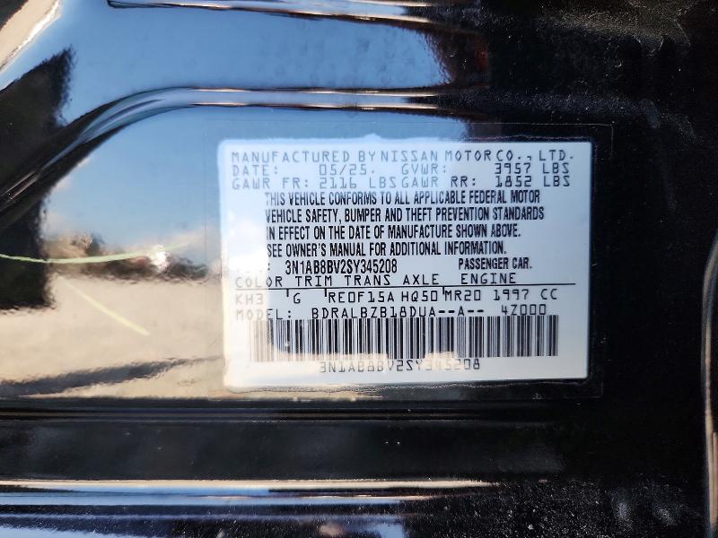 Продаж на аукціоні авто 2025 Nissan Sentra, vin: 3N1AB8BV2SY345208, номер лоту: 59088496
