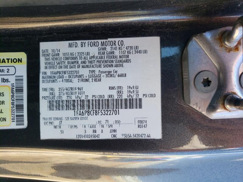 2015 Ford Mustang მანქანა იყიდება აუქციონზე, vin: 1FA6P8CF8F5322701, აუქციონის ნომერი: 58023496
