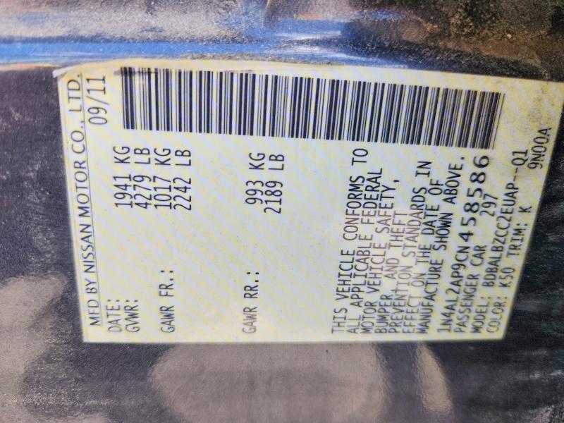 Aukcja sprzedaży 2012 Nissan Altima, vin: 1N4AL2AP9CN458586, numer aukcji: 58276766