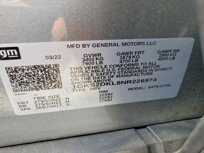 Продаж на аукціоні авто 2022 Gmc Yukon, vin: 1GKS2DKL8NR226974, номер лоту: 55429156