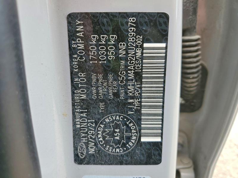 2022 Hyundai Elantra მანქანა იყიდება აუქციონზე, vin: KMHLM4AG2NU289978, აუქციონის ნომერი: 56743516