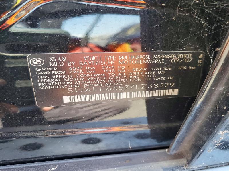 Aukcja sprzedaży 2007 Bmw X5, vin: 5UXFE83577LZ38229, numer aukcji: 58835986