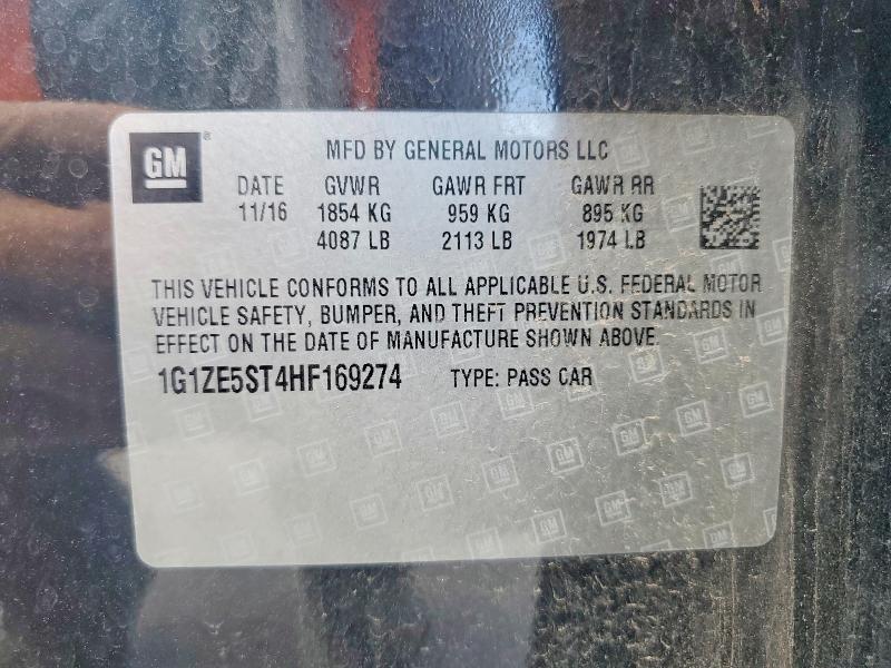 56947286 :رقم المزاد ، 1G1ZE5ST4HF169274 vin ، 2017 Chevrolet Malibu مزاد بيع